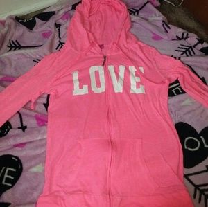 Pink love thin hoodie